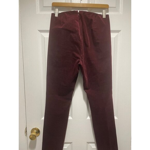 Theory Women's Size 8 Maroon Burgundy Navalane Smooth Slim Velvet Pants - Picture 3 of 3